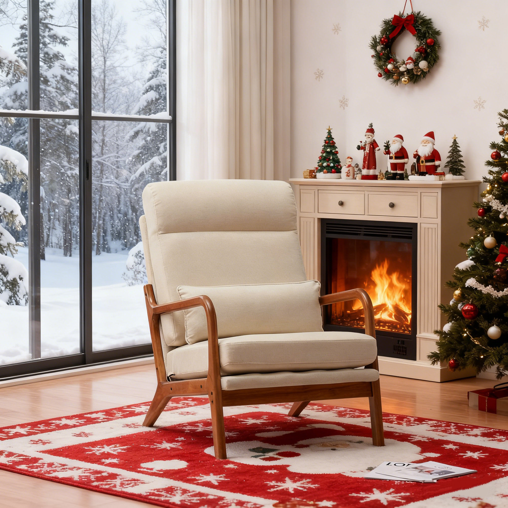 George Oliver Lemley 25.6'' W Solid Wood Armchair with Lumbar
